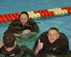 swim training in combat uniform