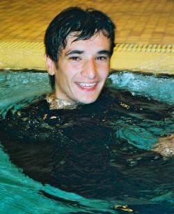 pool swim training in clothes